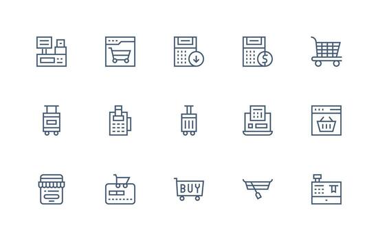 15 Icons for Checkout in Regular Line Format Reliable Icons for All Interfaces vector