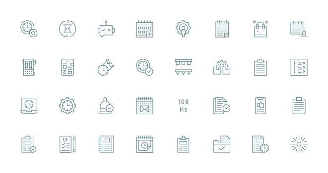 32 íconos para tarea en Delgado línea formato ui y ux enfocado icono colección vector