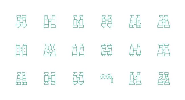 18 Minimal Line Style Icons from Binoculars Collection Flexible Icon System for Web Interfaces vector