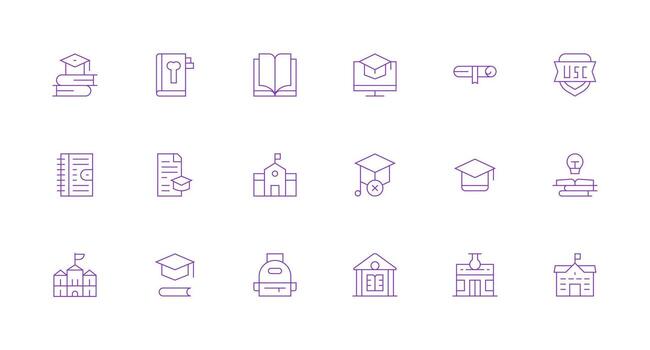 Minimal Line Style College Icons with 18 Vectors Multi-Style Icons for Creative Projects