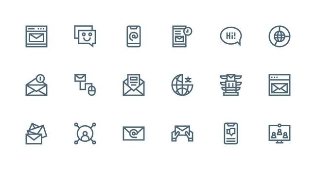 fuerte carrera línea estilo digital comunicación íconos con 18 vectores esencial íconos para rápido ui edificio