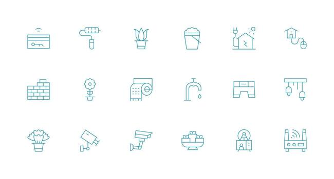 Minimal Line Icons from Home Set with 18 Vectors UI Icon Set