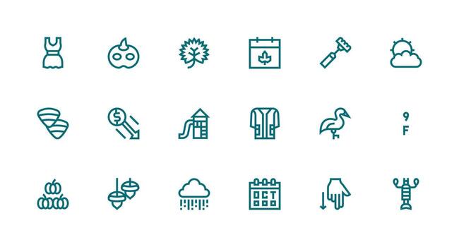 18 íconos para otoño en fuerte carrera línea formato diseño icono colección vector