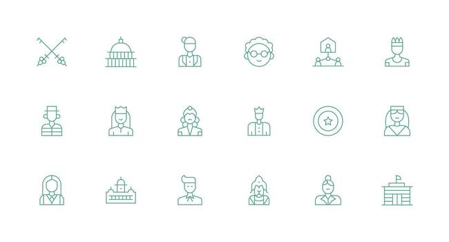 Authority Visual Pack containing 18 Minimal Line Icons Icon Set for Apps vector