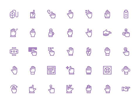 Cursor Visual Pack containing 35 Regular Clean Line Icons Multi-Style Icons for Creative Projects vector