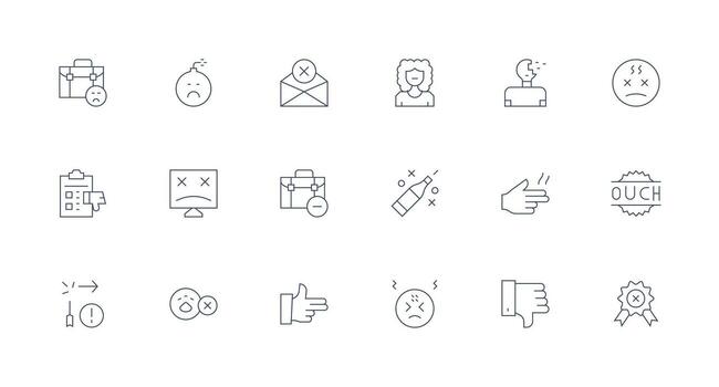 Unsuccessful Set with 18 Minimal Line Icons All Device Compatible Icon Set vector