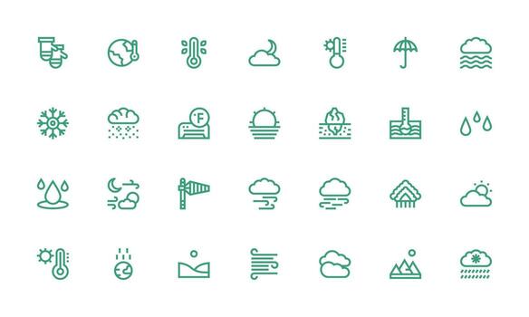 28 Bold Line Icons for Climate Graphics Quick Access Icons for UI Development vector