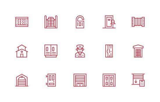 15 puerta íconos en regular línea estético limpiar icono colección para web utilizar vector