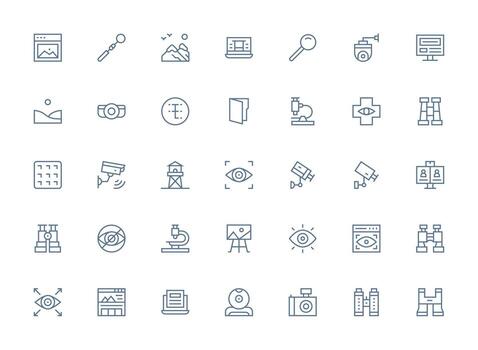 35 regular limpiar línea diseños para ver íconos mínimo icono conjunto para interfaz proyectos vector