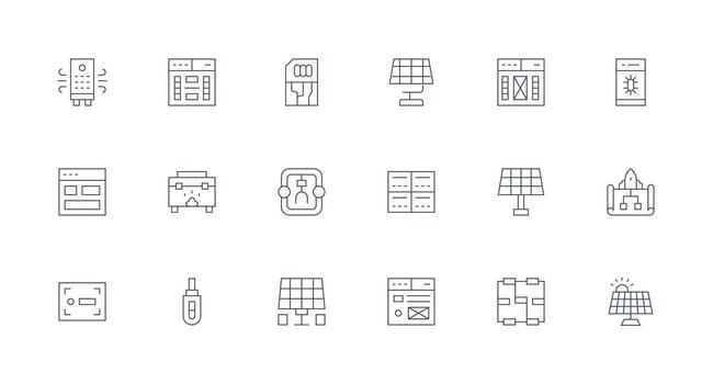 módulo incluso 18 mínimo línea ilustraciones icono conjunto para web vector