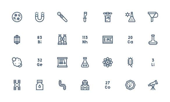 28 Bold Line Vectors for Science Theme Fully Editable Icon Set for Web