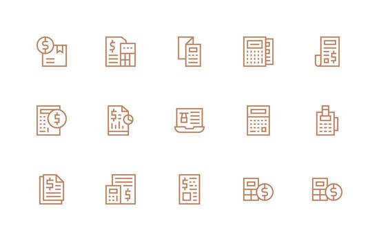 15 Regular Line Icons for Accounting Software Graphics All Device Compatible Icon Set vector