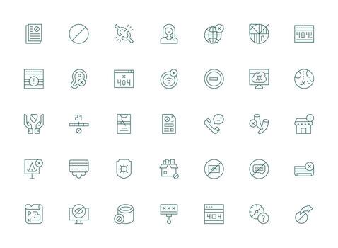 35 Unavailable Icons in Light Line Aesthetic Icons Built for Visual Consistency Pack vector