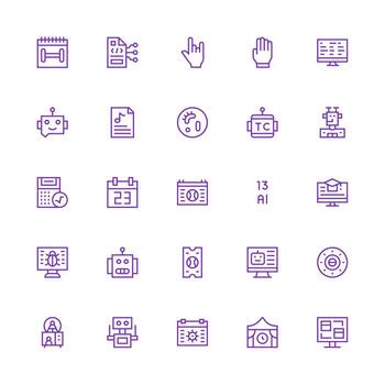 programa icono colección con 25 medio carrera contorno diseños detallado icono colección para diseño sistemas vector