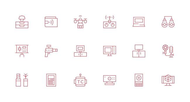 18 Minimal Line Vectors for Tech Theme Interface Icons for Daily Use
