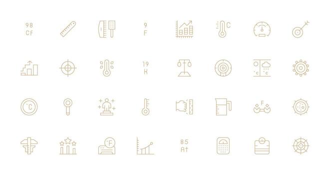 Metric featuring 32 Icons in Thin Line Design Functional Icon Series vector