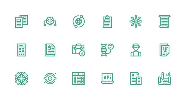 datos icono conjunto con 18 fuerte carrera línea gráficos sencillo íconos para interfaz y wireframes vector
