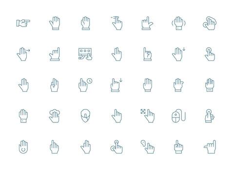 35 Icons for Click in Light Line Format Modern Icon Set vector