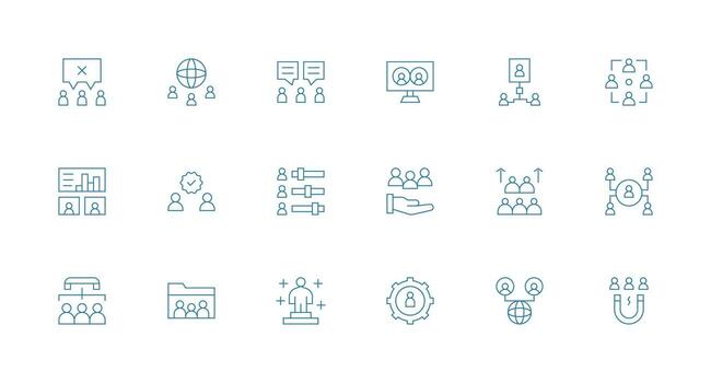 Users Set with 18 Minimal Line Icons Quick Access Icons for UI Development vector
