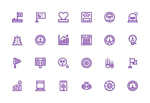 Indicator Visual Pack containing 24 Thick Line Line Icons Neatly Designed Icons for Web Platforms vector