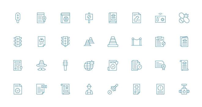 32 Thin Line Style Icons from Regulation Collection Lightweight Icon Series for Fast Prototypes vector