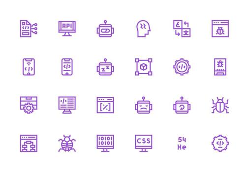 24 Thick Line Line Designs for Programming Icons User Interface Icons for Digital Products vector