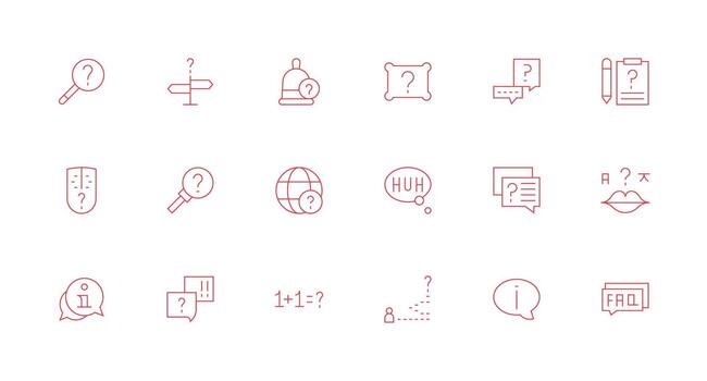 Question Mark featuring 18 Icons in Minimal Line Design Compact Icon Set vector