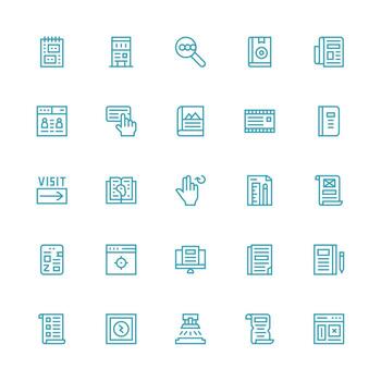 Page featuring 25 Icons in Medium Stroke Outline Design Neatly Designed Icons for Web Platforms vector