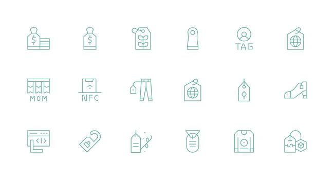 18 Minimal Line Designs for Tag Icons Balanced Icon Set for Functional Design vector