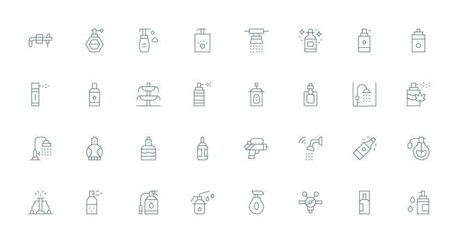 rociar incluso 32 Delgado línea ilustraciones equilibrado icono conjunto para funcional diseño vector