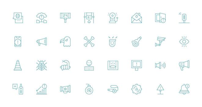Alert Visual Pack containing 32 Thin Line Icons Clean Set for Layout Prototypes vector