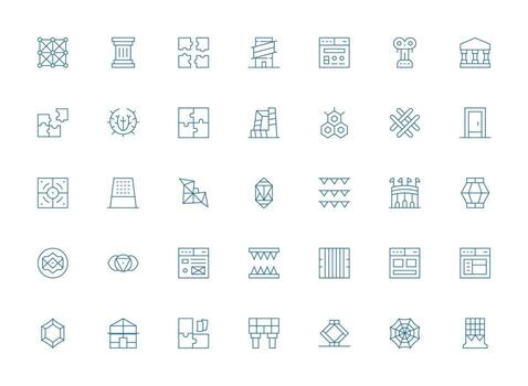 35 íconos para marco de referencia en ligero línea formato mínimo icono paquete vector