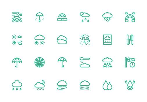 24 Icons for Storm in Thick Line Line Format Icon Set for Web vector
