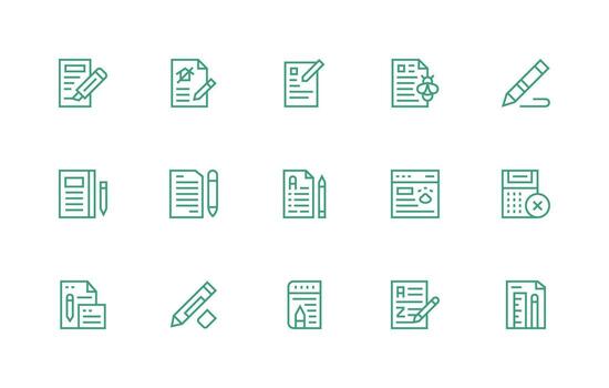 Correction Icon Collection with 15 Regular Line Designs Web Icon Collection vector