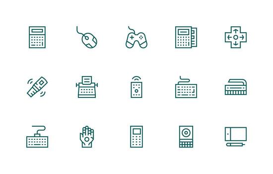 15 Regular Line Style Icons from Input Device Collection Icon Pack for Various Themes vector