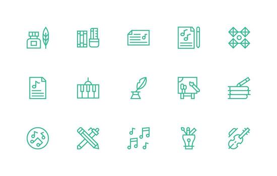 Composition Design Icons featuring 15 in Regular Line Style Interface Icon Collection for Daily Projects vector