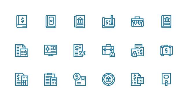 Ledger Visual Pack containing 18 Strong Stroke Line Icons Flexible Icon System for Web Interfaces vector