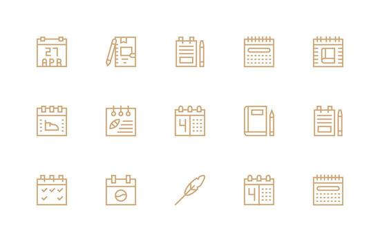 regular línea estilo diario íconos con 15 vectores inteligente icono colección