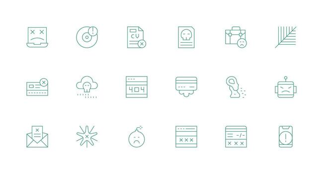 error visual paquete conteniendo 18 mínimo línea íconos icono conjunto para aplicaciones vector