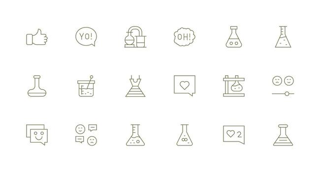 Reaction including 18 Minimal Line Illustrations Icon Set for Web vector