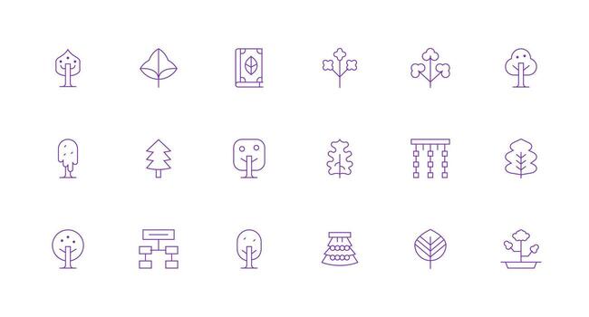 Tree Set with 18 Minimal Line Icons Dashboard Icon Series vector