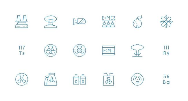 Nuclear Visual Pack containing 18 Minimal Line Icons Multi-Style Icon Collection vector