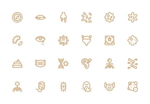 24 Thick Line Line Icons for Infection Graphics Core Icon Collection for Daily Tasks vector