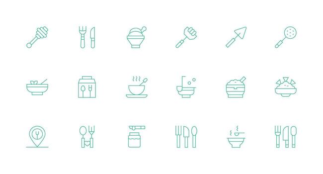 18 Icons for Spoon in Minimal Line Format Scalable Icons for All Themes vector