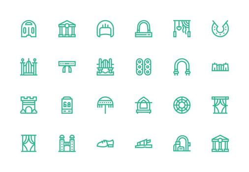 Arch Visual Pack containing 24 Thick Line Line Icons Sharp Icons for Presentations vector
