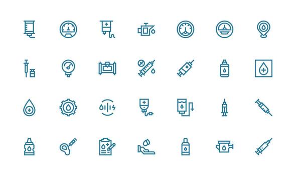 fluido icono conjunto con 28 negrita línea gráficos mínimo icono conjunto para interfaz proyectos vector