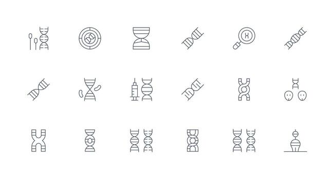 Chromosome Design Icons featuring 18 in Minimal Line Style Web and App Icon Pack Collection vector