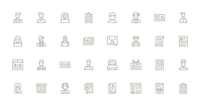 Registration Icon Set with 32 Thin Line Graphics Neat Icon Set vector