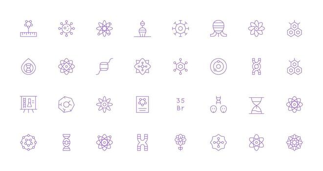 Thin Line Icons from Molecule Set with 32 Vectors Standard Icon Pack