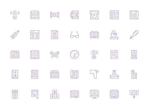 35 Icons for Reading in Light Line Format Pixel Perfect Icons for Modern Apps vector